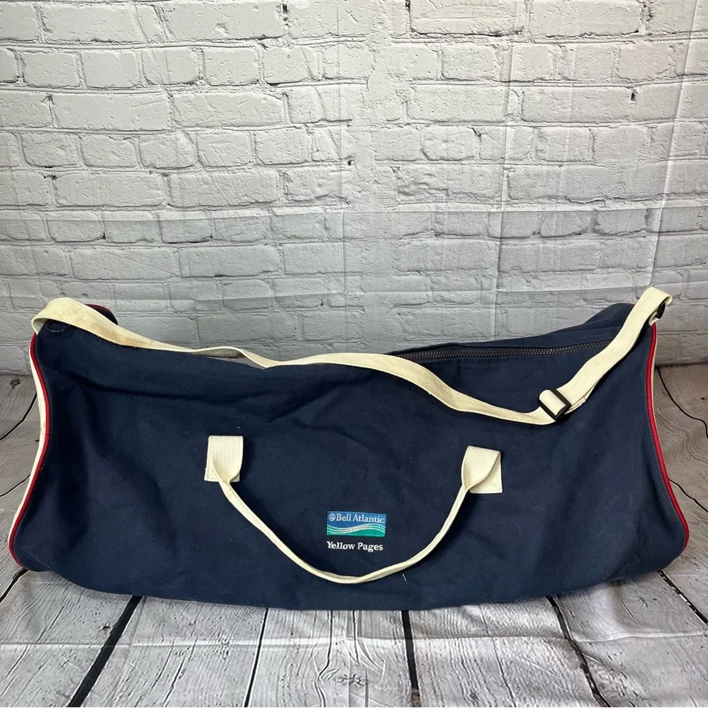 Vintage Bell Atlantic Yellow Pages Duffle Bag Equipment Blue Canvas Tote Phone